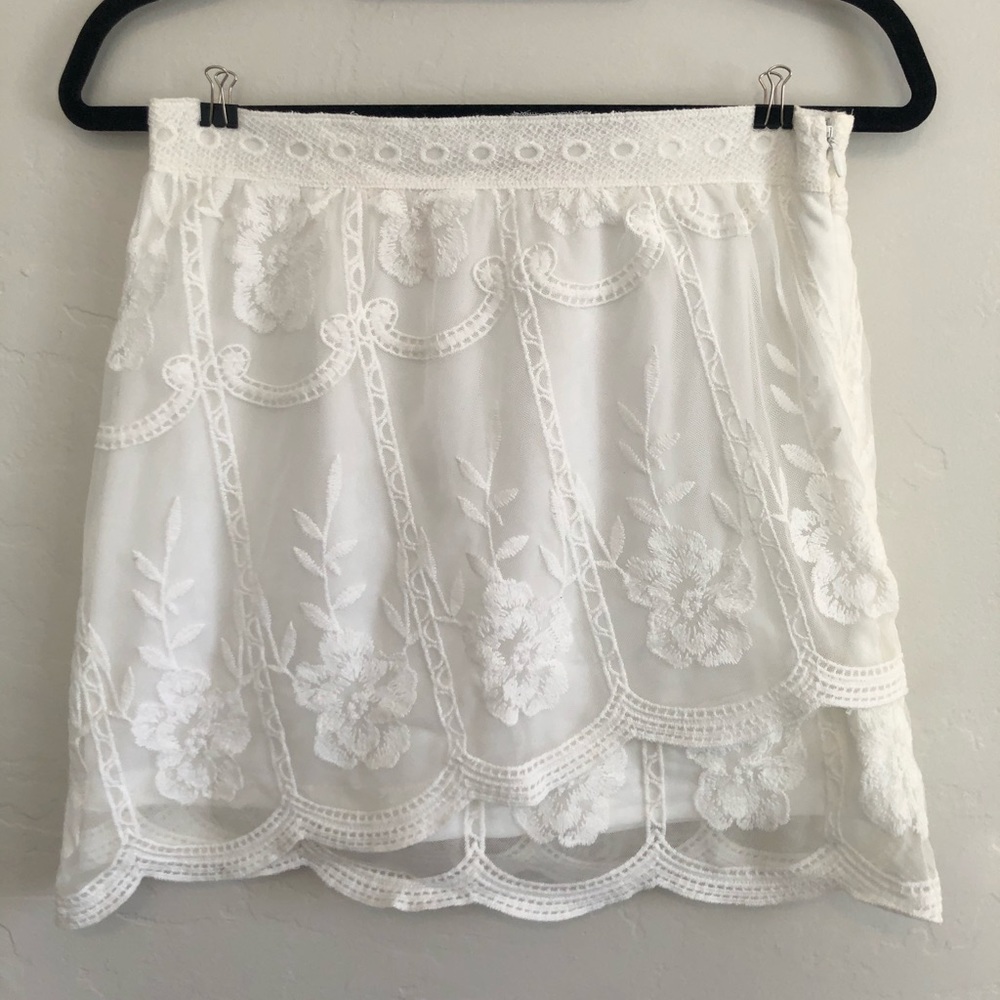 Gentilly Off White Embroidered Mini Skirt